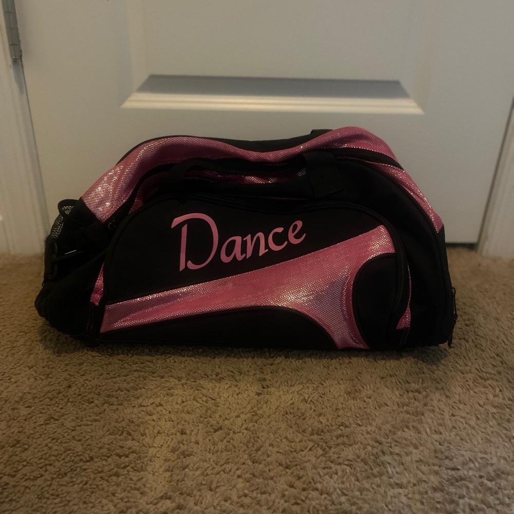 Black and Pink Travel Dance Duffel Bag with Dance Design